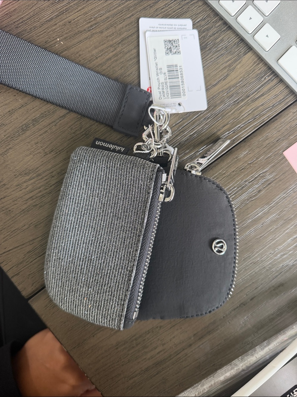 lululemon Black & Gray Wristlet Key Pouch